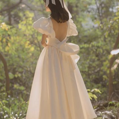 White Satin Short A Line Prom Dress White Evening..