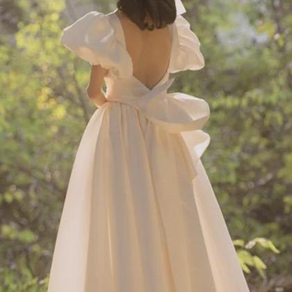White Satin Short A Line Prom Dress White Evening..