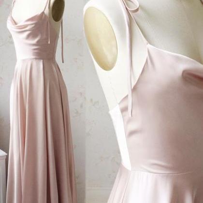 Simple Satin Long A Line Prom Dress Evening Dress