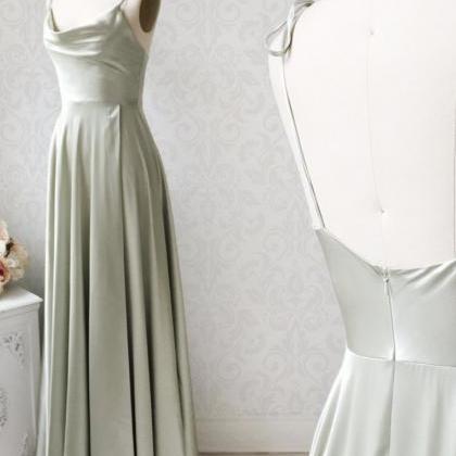 Simple Satin Long A Line Prom Dress Evening Dress