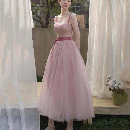 Pink Tulle Short A Line Prom Dress Evening Dress