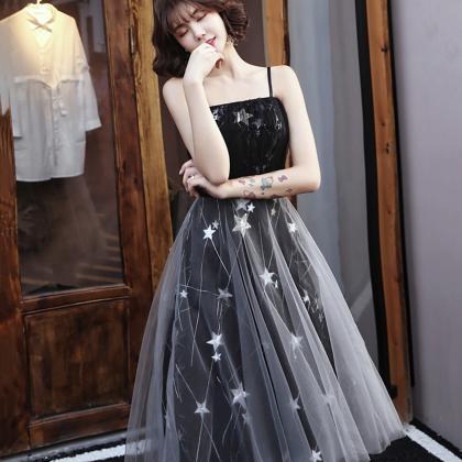 Black Tulle Short Prom Dress With Star