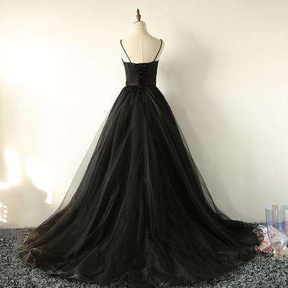 Blue Tulle Long A Line Prom Dress Black Evening..