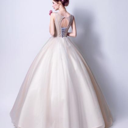 Elegant Tulle Applique Long A Line Prom Dress..