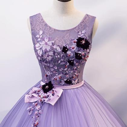 Purple Lace Long Ball Gown Dress Formal Dress