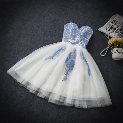 White Lace Short Prom Dress White Homecoming Dress