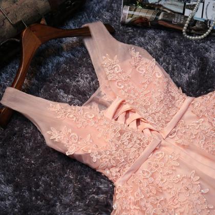 Pink Lace Short Prom Dress Homecoming Dress