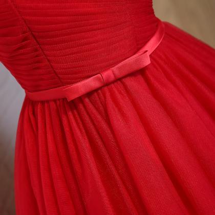 Red Tulle Short Prom Dress Red Homecoming Dress