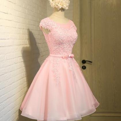 Pink Lace Short Prom Dress Homecoming Dress