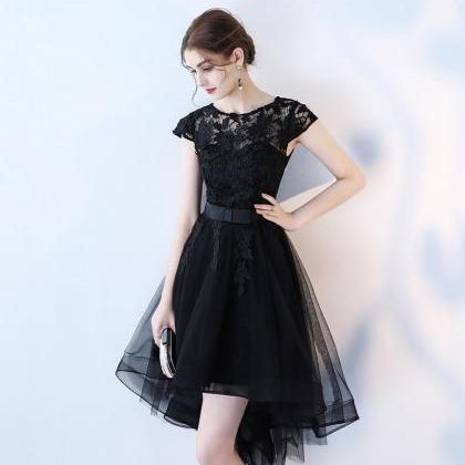 Black Lace Short A Line Prom Dress Homecoming..