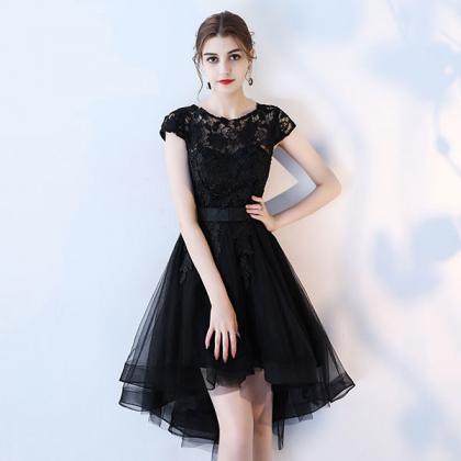 Black Lace Short A Line Prom Dress Homecoming..