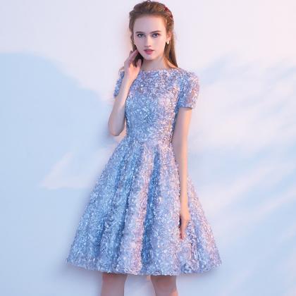 Blue A Line Short Prom Dress Homecoming Dress