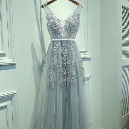 Cute Lace Long A Line Prom Dress Lace Evening..