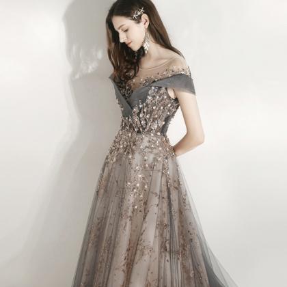 Shiny Sequins Long A Line Prom Dress Evening Dress
