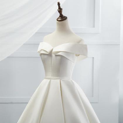 White Satin Long Ball Gown Dress Formal Dress..