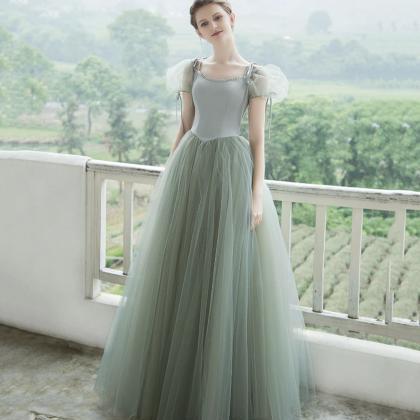 Green Tulle Long A Line Prom Dress Green Evening..