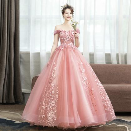 Cute Tulle Lace Long Ball Gown Dress Formal Dress