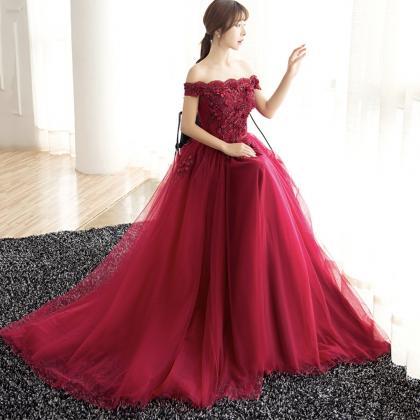 Pink Tulle Lace Long Prom Dress Evening Dress