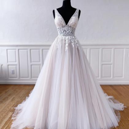 Elegant Tulle Lace Long A Line Prom Dress Evening..