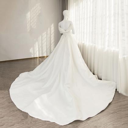 White Satin Long A Line Prom Dress White Evening..