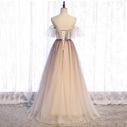 Cute Tulle Long A Line Prom Gown Evening Dress