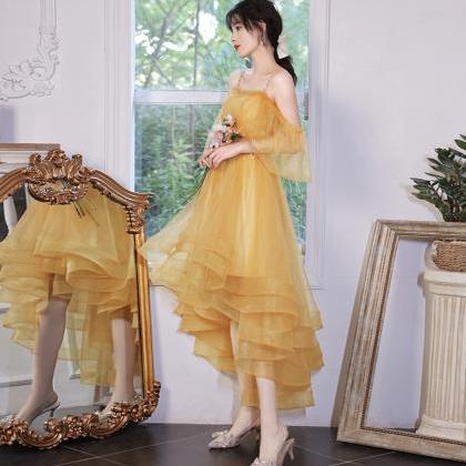 Yellow Tulle Short Prom Dress Yelloe Coaktail..