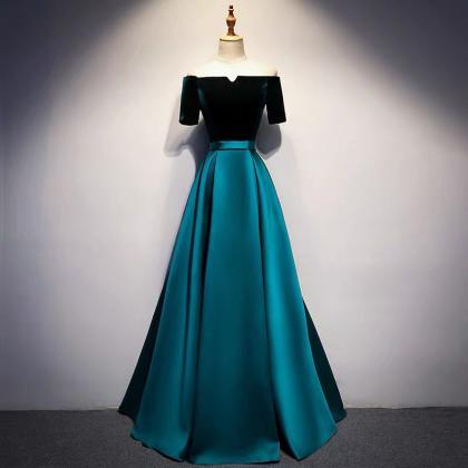 Elegant Velvet Satin Long Prom Dress Evening Dress