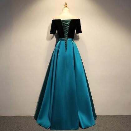 Elegant Velvet Satin Long Prom Dress Evening Dress