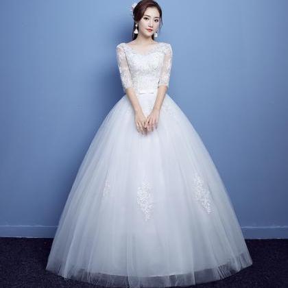 White Tulle Lace Long Ball Gown Dress Wedding..