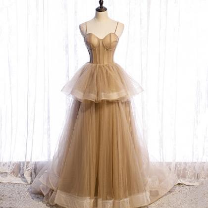 Cute Tulle Long A Line Prom Dress A Line Evening..