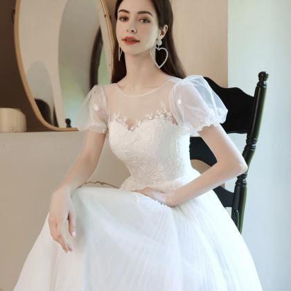 White Tulle Lace Long Prom Dress A Line Evening..