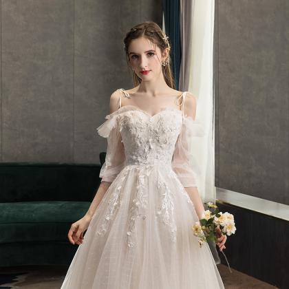 White Tulle Lace Long Prom Gown A Line Evening..