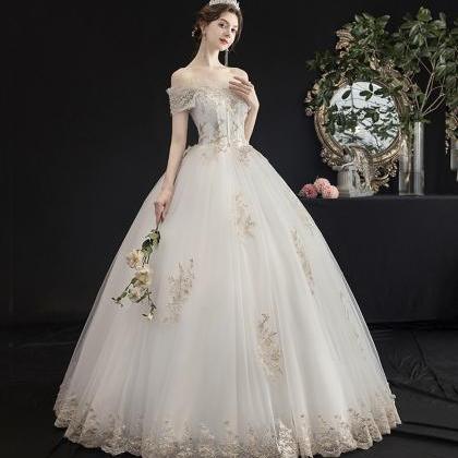 White Tulle Lace Long Ball Gown Dress Formal Dress