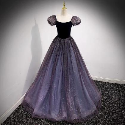 Purple Tulle Long Prom Dress Purple A Line Evening..