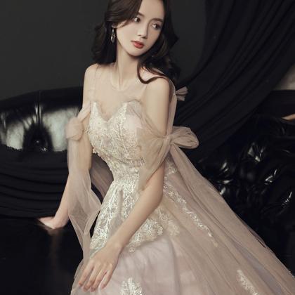 Cute Tulle Lace Long Prom Dress Evening Dress