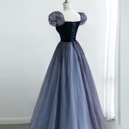 Cute Tulle Long Prom Dress A Line Evening Gown