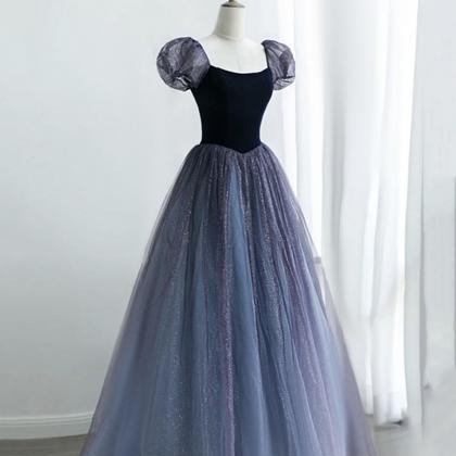 Cute Tulle Long Prom Dress A Line Evening Gown