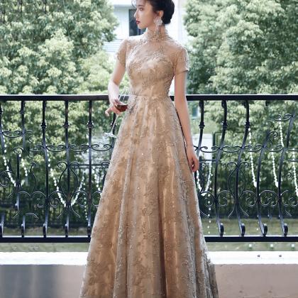 Stylish Tulle Lace Long Prom Dress A Line Evening..