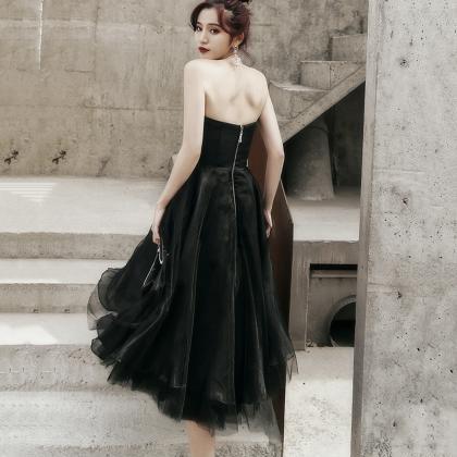 Black Tulle Short Prom Dress A Line Homecoming..