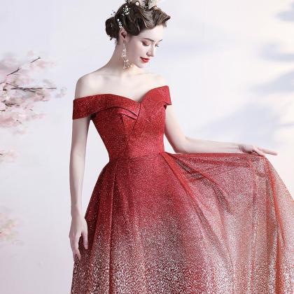 Red Sequins Long Prom Dress Red Evening Dress