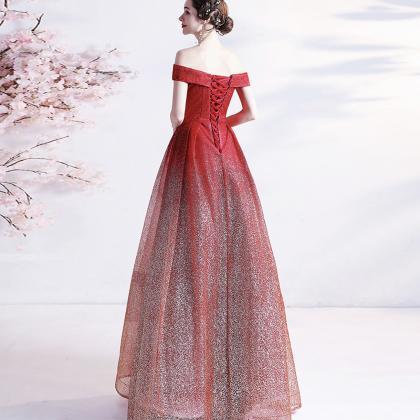 Red Sequins Long Prom Dress Red Evening Dress