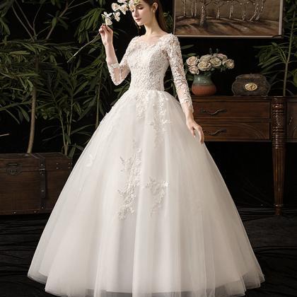White Tulle Lace Long Prom Dress White Evening..