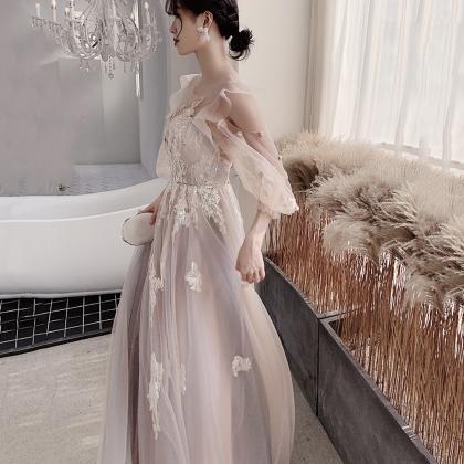 White Tulle Sequins Long Prom Dress Evening Dress