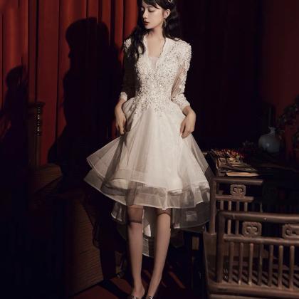 White Tulle Lace Short Prom Dress Homecoming Dress