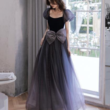 Purple Tulle Long Prom Dress A Line Evening Dress