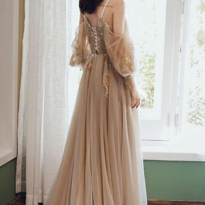 Stylish Tulle Lace Long Prom Dress A Line Evening..