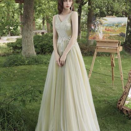 Green Tulle Lace Long Prom Dress A Line Evening..