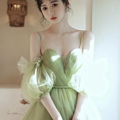 Green Tulle Short A Line Prom Dress Homecoming..
