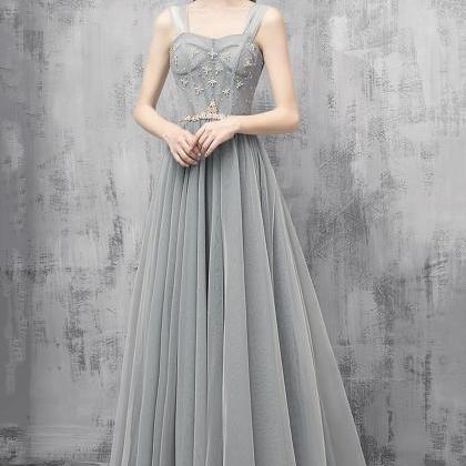 Cute Tulle Beads Long Prom Dress A Line Evening..