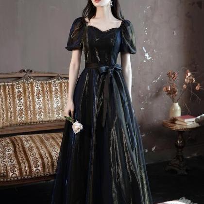 Black Tulle Long A Line Prom Dress Black Evening..
